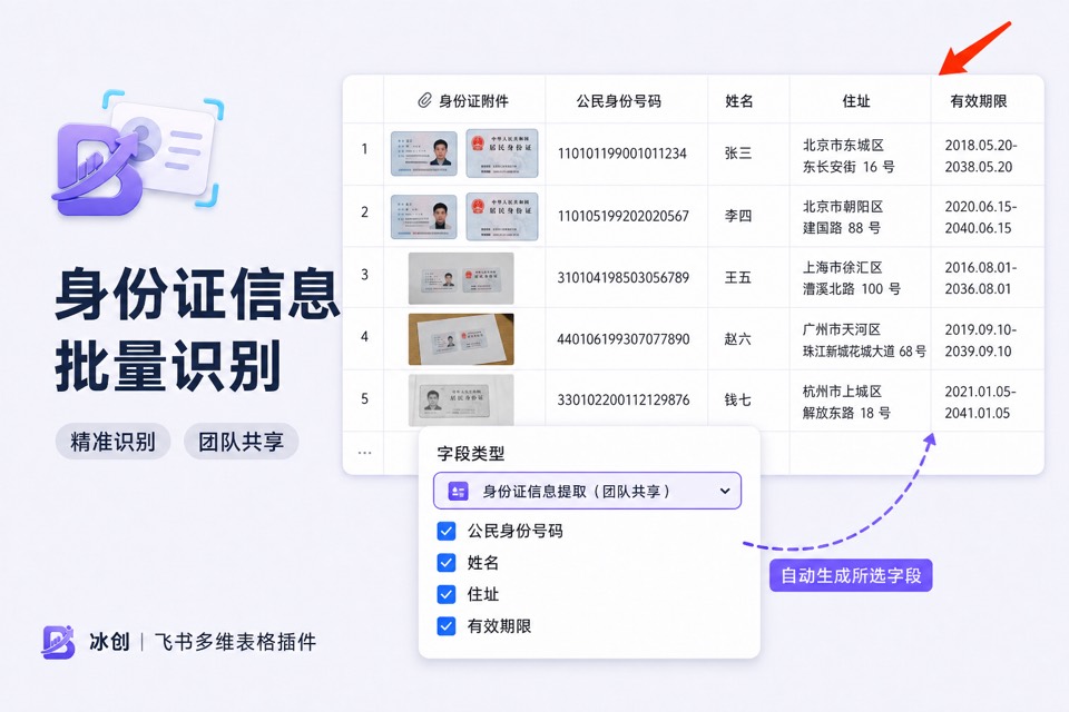 身份证信息批量识别示意