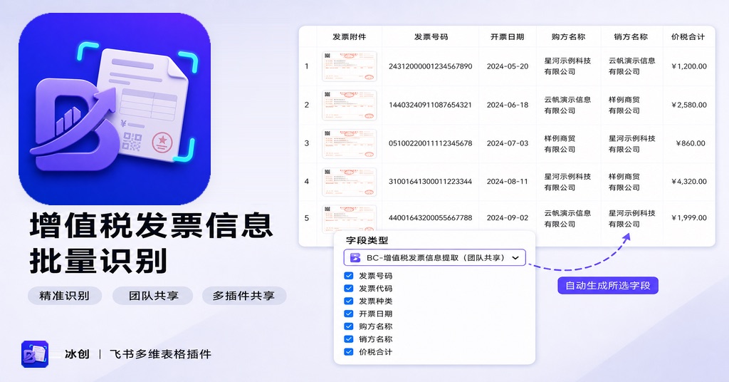 增值税发票信息批量识别示意